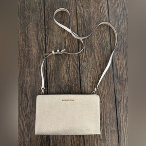 Michael Kors Jet Set Travel Convertible gold metallic crossbody